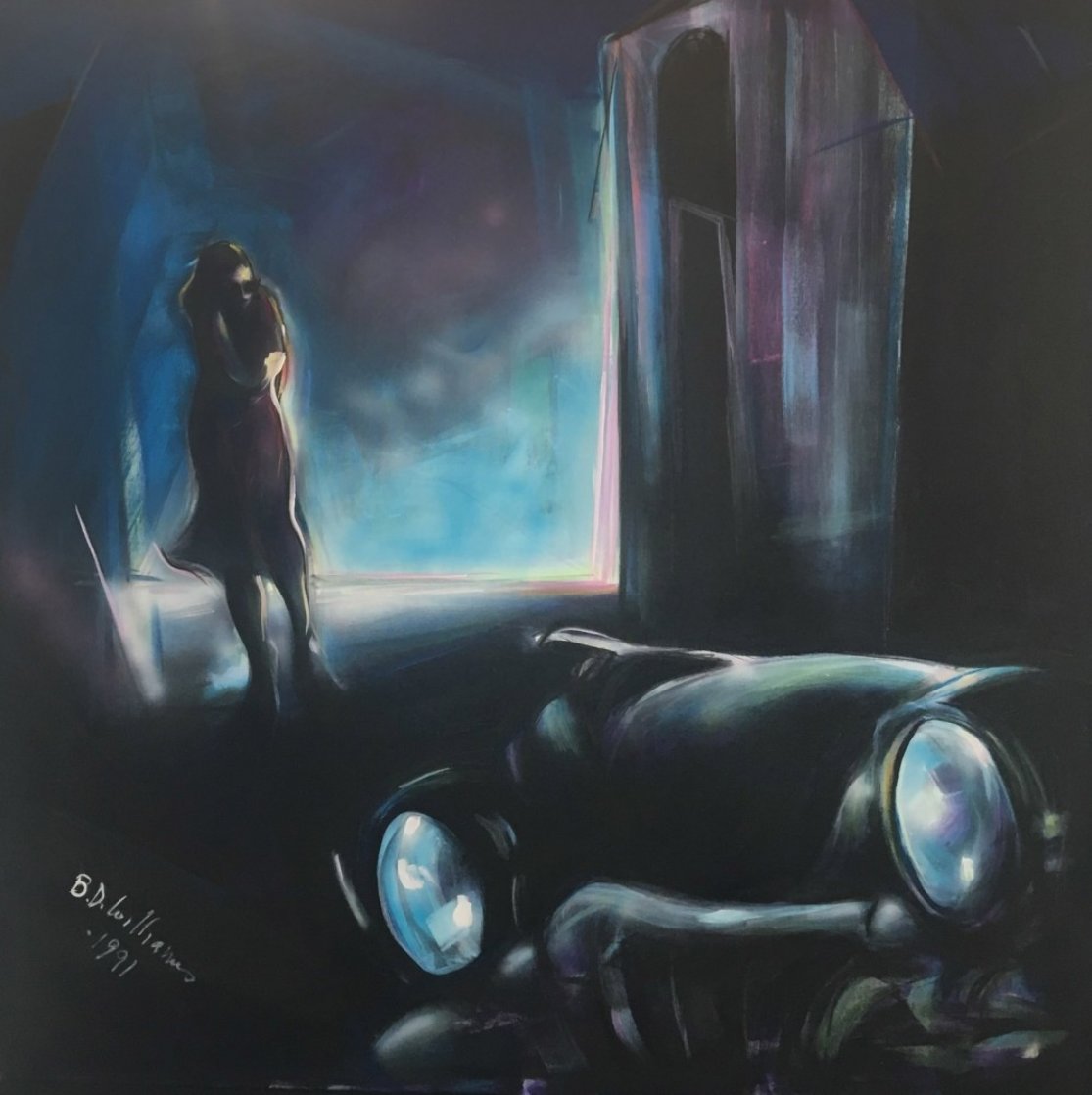Girl Waiting For Her Lover in a '58 Buick 50x50  Huge Original Painting by Billy Dee Williams