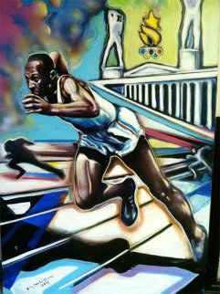 Untitled (Jesse Owens Centennial Olympic Games) 72x60 Original Painting - Billy Dee Williams Untitled (Jesse Owens Centennial Olympic Games) 72x60 Original Painting - Billy Dee Williams