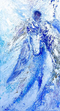 Untitled Abstract Horse 1990 36x18 Original Painting - JoAnne Bird