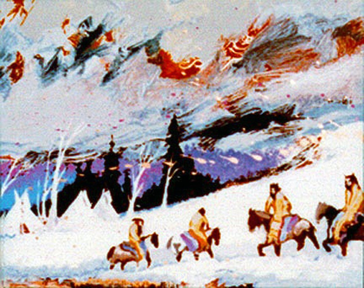 Camp of the Mountain Crows 1998 Limited Edition Print by Earl Biss Camp of the Mountain Crows 1998 Limited Edition Print by Earl Biss