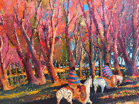 Breaking Through an Autumn Grove 1986 60x92 Original Painting by Earl Biss - 2 Breaking Through an Autumn Grove 1986 60x92 Original Painting by Earl Biss - 2