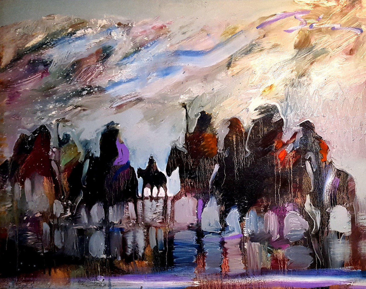 Reflections of Ancestral Warriors 30x39 1991 Original Painting by Earl Biss Reflections of Ancestral Warriors 30x39 1991 Original Painting by Earl Biss
