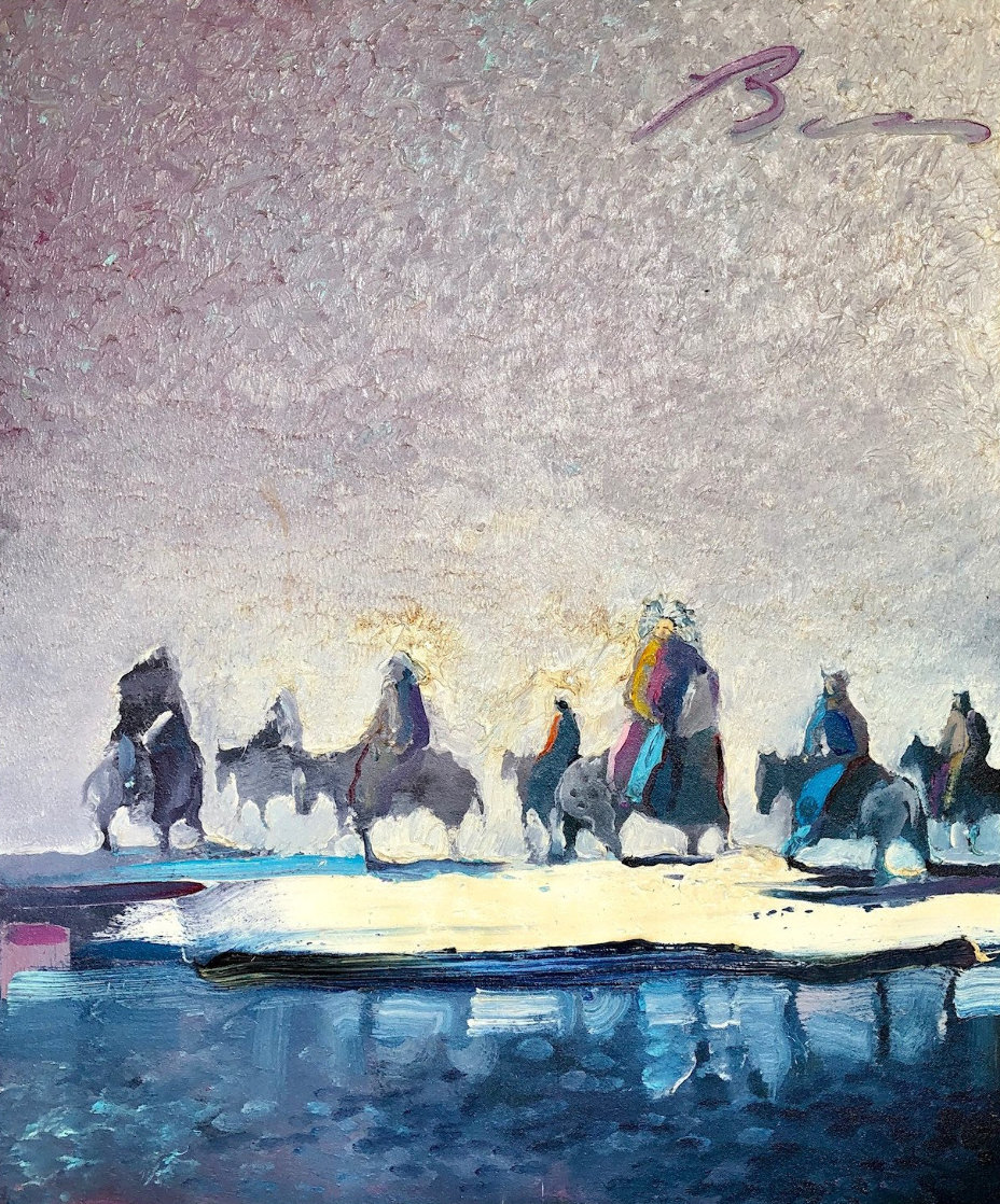 Chief And Friends Reflecting on Winter 1986 28x24 Original Painting by Earl Biss Chief And Friends Reflecting on Winter 1986 28x24 Original Painting by Earl Biss
