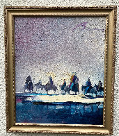 Chief And Friends Reflecting on Winter 1986 28x24 Original Painting by Earl Biss - 1 Chief And Friends Reflecting on Winter 1986 28x24 Original Painting by Earl Biss - 1