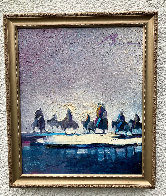Chief And Friends Reflecting on Winter 1986 28x24 Original Painting by Earl Biss - 2 Chief And Friends Reflecting on Winter 1986 28x24 Original Painting by Earl Biss - 2
