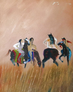 Argument in the Sweet Grass 1980 30x24 Original Painting - Earl Biss Argument in the Sweet Grass 1980 30x24 Original Painting - Earl Biss