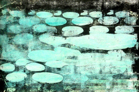 Green Lilly Pads Monoprint HS 11x17 Works on Paper (not prints) - Emil Bisttram