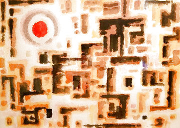 Adobe Patterns Watercolor 1958 34x42 Watercolor - Emil Bisttram Adobe Patterns Watercolor 1958 34x42 Watercolor - Emil Bisttram