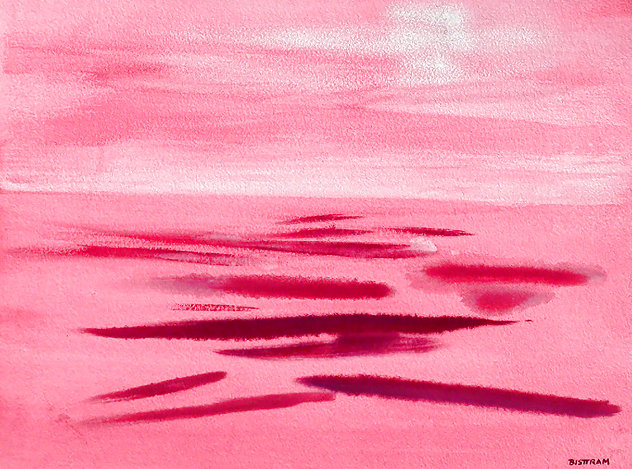 Transcendental Landscape in Pink 1940 15x19 Works on Paper (not prints) by Emil Bisttram