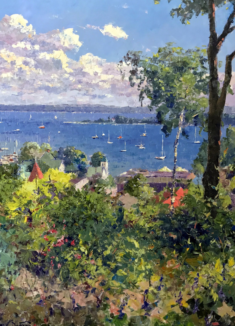 Harbor At Harbor Springs 1992 40x30 Original Painting by Pierre Bittar Harbor At Harbor Springs 1992 40x30 Original Painting by Pierre Bittar