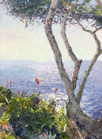 Mediterranean Shore 2002 39x50 Original Painting - Pierre Bittar