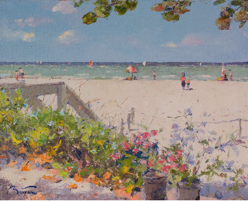 A Naples Beach in Florida 24x28 Original Painting - Pierre Bittar A Naples Beach in Florida 24x28 Original Painting - Pierre Bittar