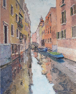 Gondolas in Venice, Italy 38x32 Huge Original Painting - Pierre Bittar Gondolas in Venice, Italy 38x32 Huge Original Painting - Pierre Bittar
