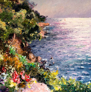 Cliff in the Mediterranean Sea 47x47 Super Huge Original Painting - Pierre Bittar Cliff in the Mediterranean Sea 47x47 Super Huge Original Painting - Pierre Bittar