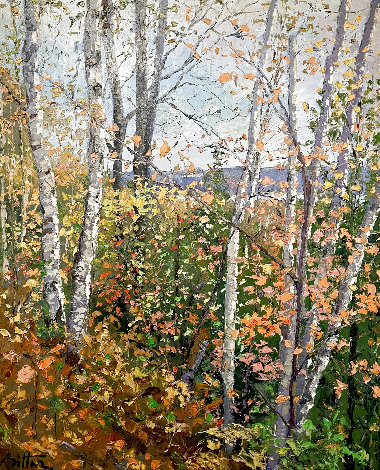 Autumn Trees 1980 42x34 - Huge Original Painting - Pierre Bittar