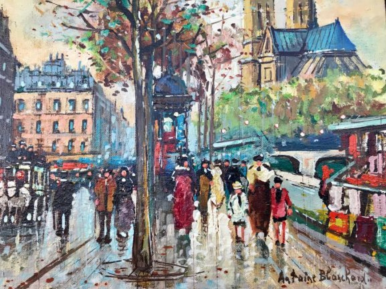 Bouquinistes De Notre-dame 9x11 Paris Original Painting by Antoine Blanchard Bouquinistes De Notre-dame 9x11 Paris Original Painting by Antoine Blanchard