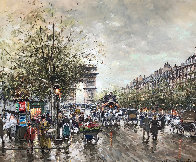 Arc De Triomphe Et Les Champs a Lysees a Paris 1900 24x19 Original Painting by Antoine Blanchard - 0 Arc De Triomphe Et Les Champs a Lysees a Paris 1900 24x19 Original Painting by Antoine Blanchard - 0