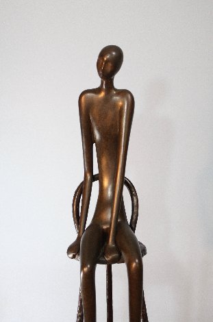 Man on Stool Bronze Sculpture 52 in Huge Sculpture - Ruth Bloch