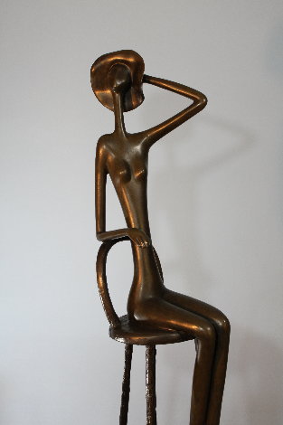 Woman on Stool Bronze Sculpture 52 in - Huge Sculpture - Ruth Bloch