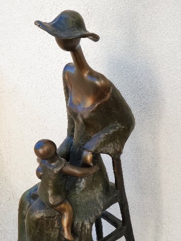 Stolen Moments With Child Bronze Sculpture  2006 28 in Sculpture - Ruth Bloch