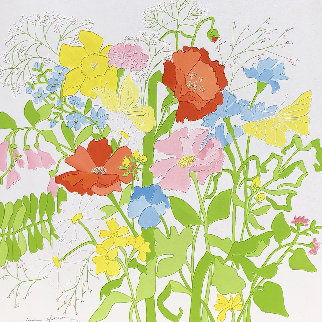 Untitled (Flowers) 1970 36x36 Huge Original Painting - Sharie Hatchett Bohlmann