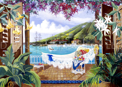 Champagne Wishes 1991 46x58 - Huge - Pioneer Inn Lahaina, Maui, Hawaii Original Painting - Sharie Hatchett Bohlmann
