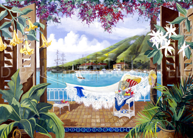 Champagne Wishes 1991 46x58 - Huge - Pioneer Inn Lahaina, Maui, Hawaii Original Painting by Sharie Hatchett Bohlmann