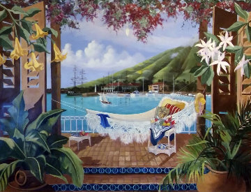 Champagne Wishes 1991 Pioneer Inn Maui 36x48 Original Painting - Shari Hatchett Bohlmann