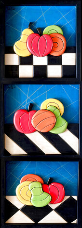 Fruit Trilogy Wood Sculpture Triptych 15 in Sculpture - Alan Boileau