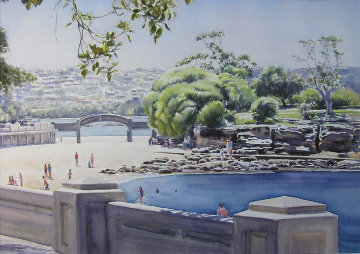 Summerlight Balmoral Beach, Sydney, Australia 2007 22x21 Watercolor - James Boissett