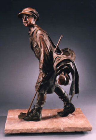 Divot Bronze Life Size Sculpture 46 in - Golf Sculpture - Bill Bond