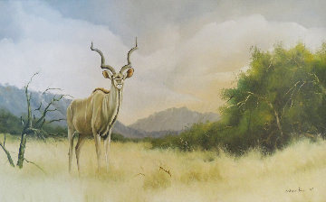 Untitled (Bull)  1987 22x36 Original Painting - Andrew Bone