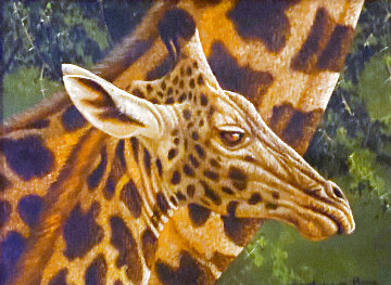 Young Giraffe 2010 25x21 Original Painting - Andrew Bone Young Giraffe 2010 25x21 Original Painting - Andrew Bone