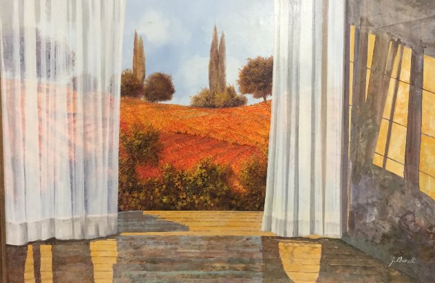 La Tende and I Papaveri 2015 30x42 - Italy Original Painting by Guido Borelli