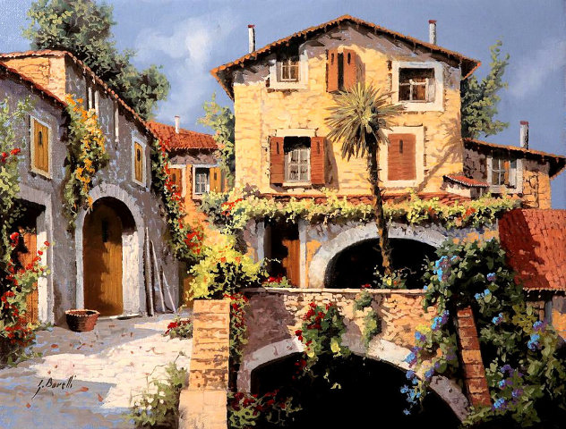 Casa Con Palma 18x22 - Italy Original Painting by Guido Borelli