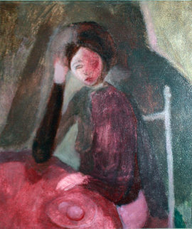 Girl With Eggs 1968 27x23 Original Painting - Franz Borghese Girl With Eggs 1968 27x23 Original Painting - Franz Borghese