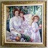 Mother with Two Daughters 1991 46x46 - Huge Original Painting by Irene Borg - 1