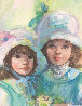 Untitled Little Girls 1980 42x32 Huge Original Painting by Irene Borg - 1