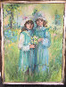Untitled Little Girls 1980 42x32 Huge Original Painting by Irene Borg - 5