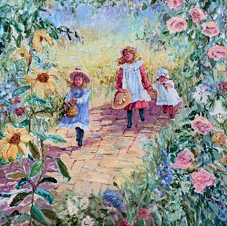 Le Promenade 45x45 Super Huge Original Painting - Irene Borg Le Promenade 45x45 Super Huge Original Painting - Irene Borg