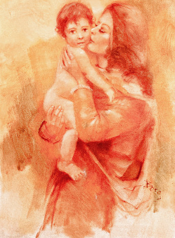 Mothers Kiss 49x39 - Huge Painting Original Painting - Irene Borg