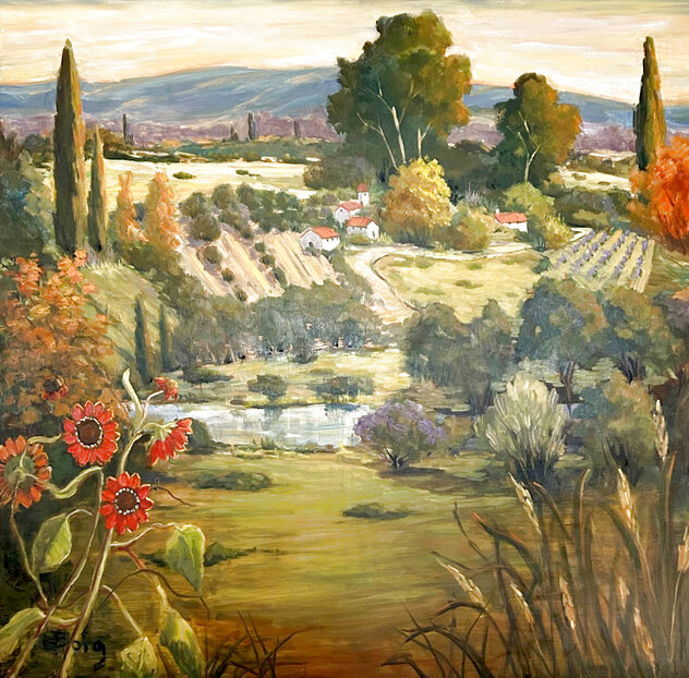 Sunflower in an Oriental Vase 30x40 by Irene Borg - For Sale on