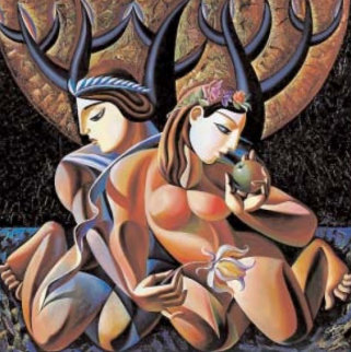 Temptation 50x50 Original Painting - Misha Borisoff Temptation 50x50 Original Painting - Misha Borisoff
