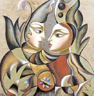 Love Two 41x41 Super Huge Original Painting - Misha Borisoff Love Two 41x41 Super Huge Original Painting - Misha Borisoff