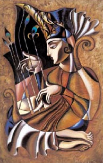 Beautiful Harp 58x40 Super Huge Original Painting - Misha Borisoff Beautiful Harp 58x40 Super Huge Original Painting - Misha Borisoff
