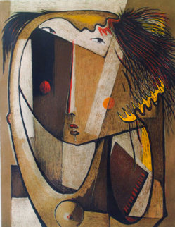 Girl Combing Hair Lithograph AP Limited Edition Print - Angel Botello Girl Combing Hair Lithograph AP Limited Edition Print - Angel Botello