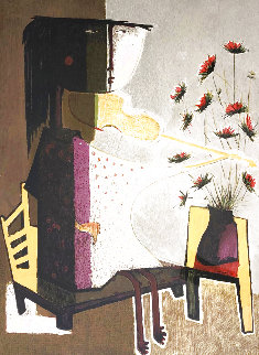 Girl With Violin 1980 Limited Edition Print - Angel Botello Girl With Violin 1980 Limited Edition Print - Angel Botello