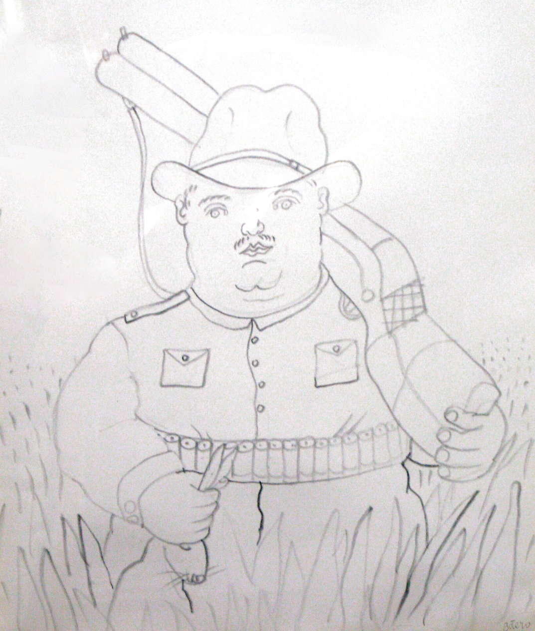 Hunter 1980 Drawing by Fernando Botero - For Sale on Art Brokerage
