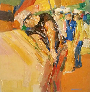 Golfer 1950 36x36 Original Painting - Italo Botti Golfer 1950 36x36 Original Painting - Italo Botti
