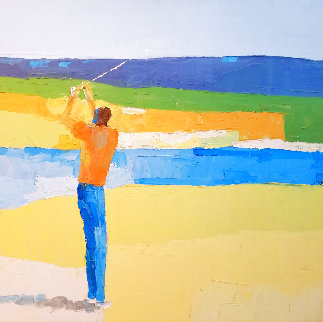 Golfer 36x36 Huge Original Painting - Italo Botti Golfer 36x36 Huge Original Painting - Italo Botti